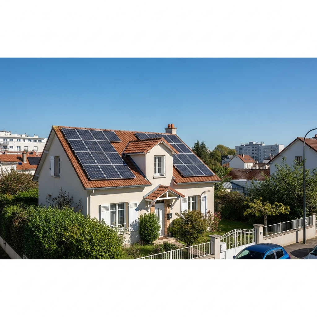 Maison avec panneaux solaires à Nanterre
